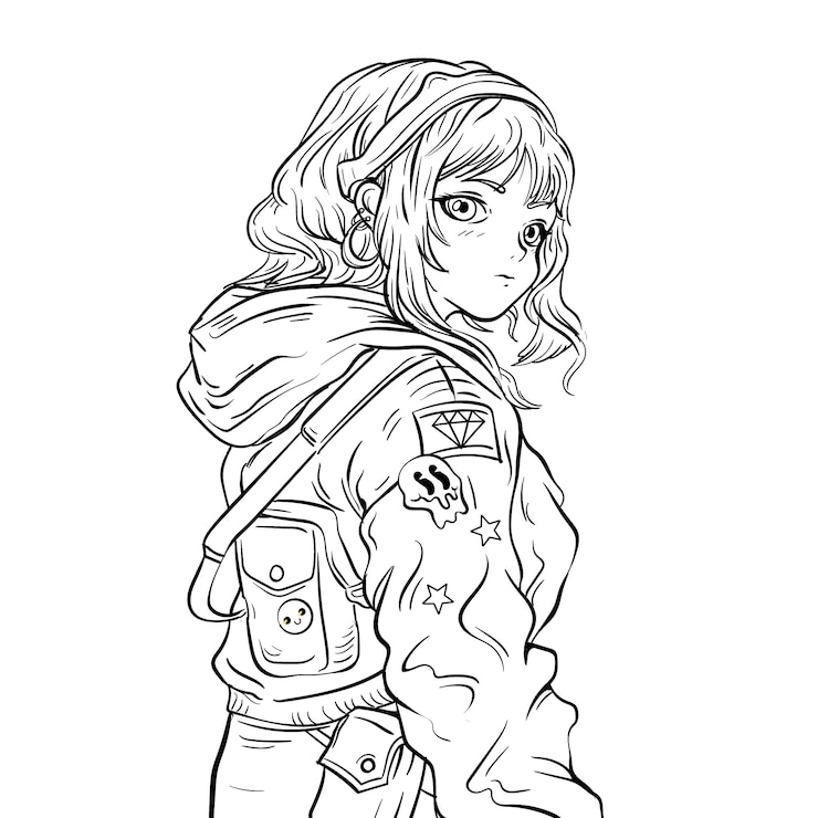 Vecteur gratuit des pages à colorier d'anime