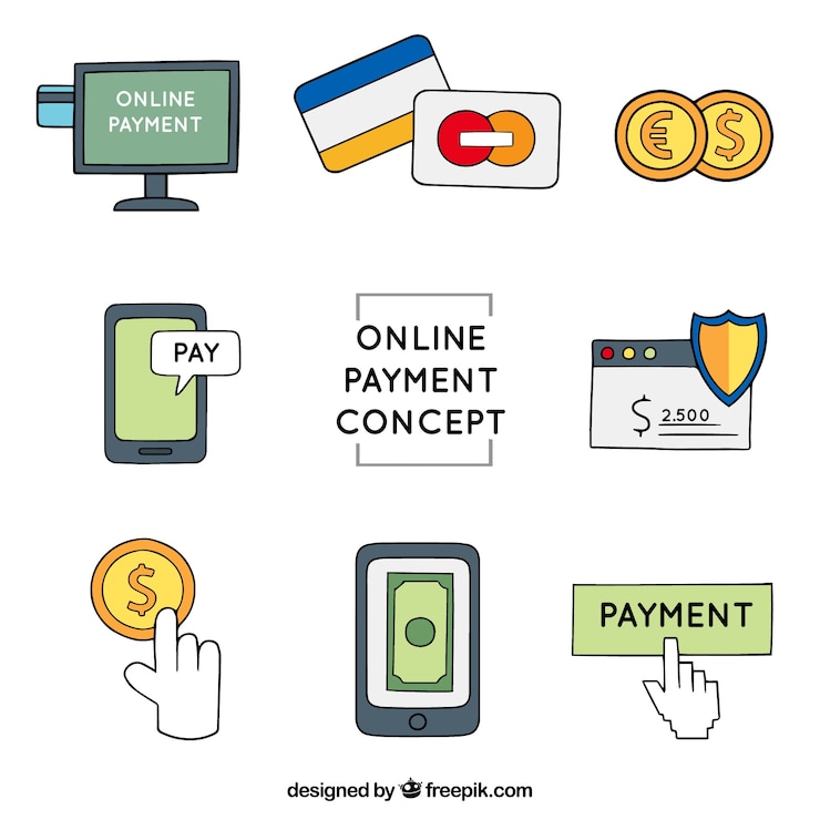 Vecteur gratuit paiement en ligne, collecte