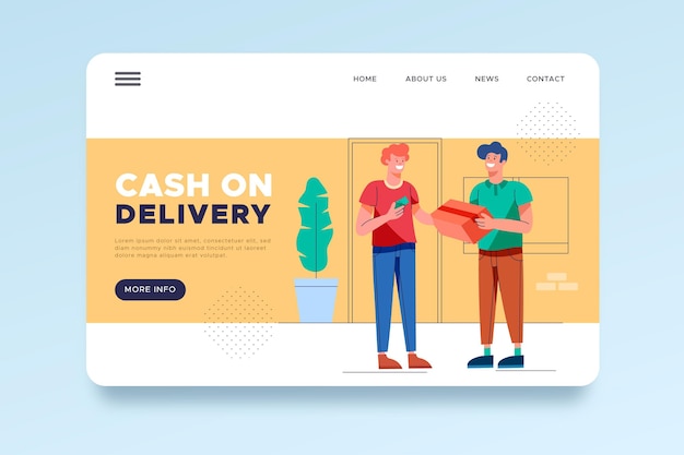Vecteur gratuit paiement à la livraison concept - page de destination