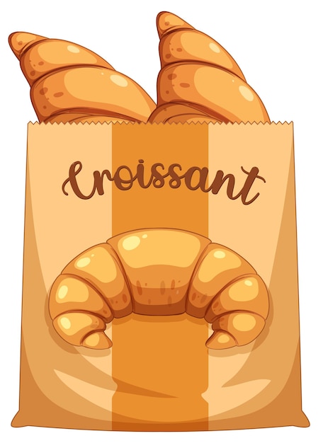 Vecteur gratuit pain croissant dans un sac en papier