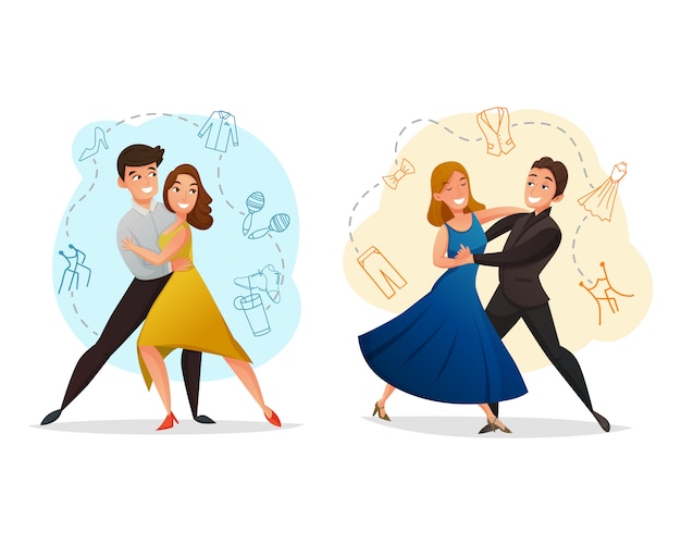 Vecteur gratuit pair dance 2 templates set