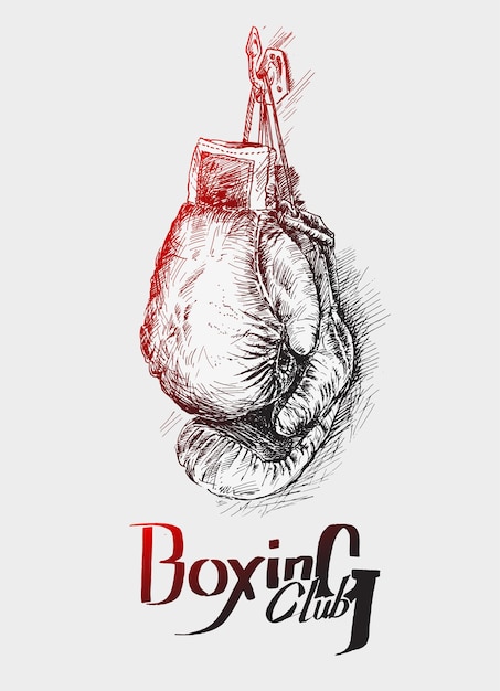 Paire De Gants De Boxe Hand Drawn Sketch Vector Illustration