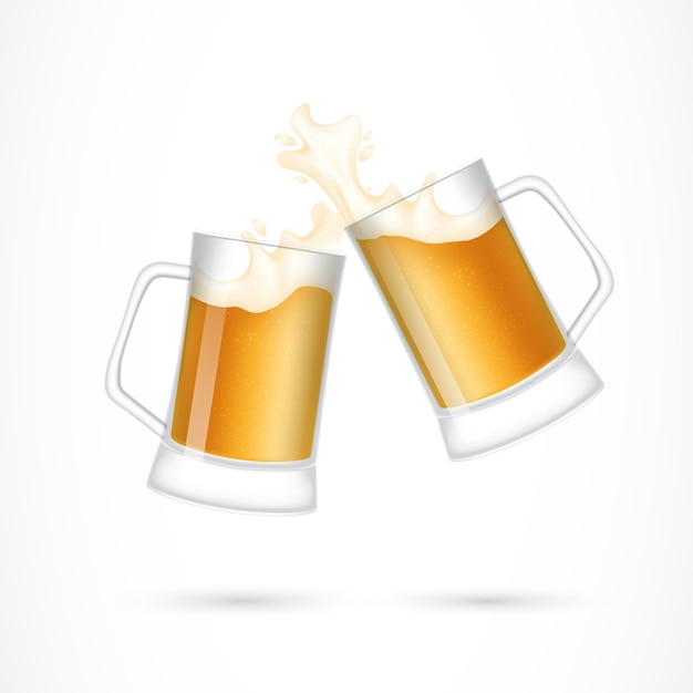 Vecteur gratuit paire de verres à bière illustration