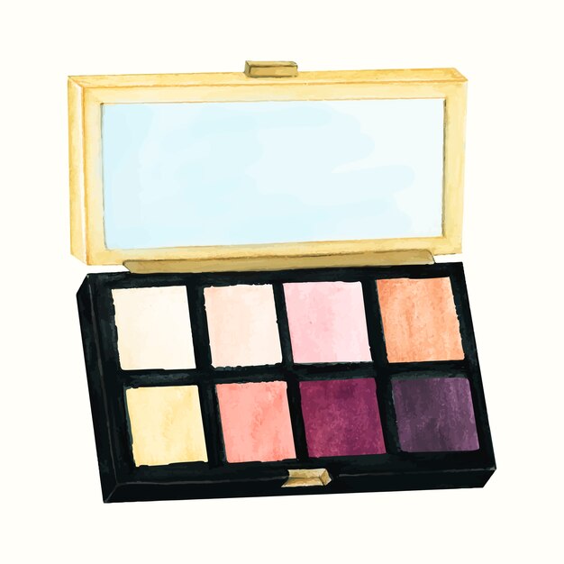 Palette cosmétique dessiné main isolé sur fond blanc