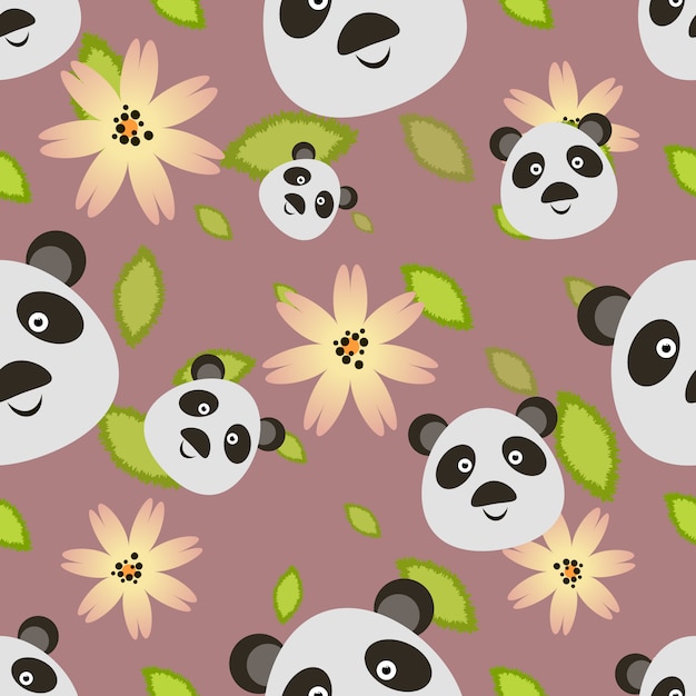 Vecteur gratuit panda bear pattern background