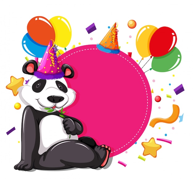 Vecteur gratuit panda party sur carte rose