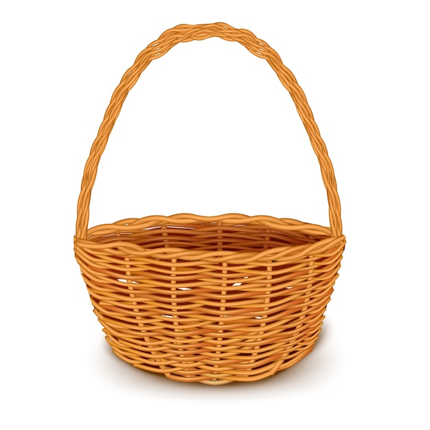 Panier en osier traditionnel isolé