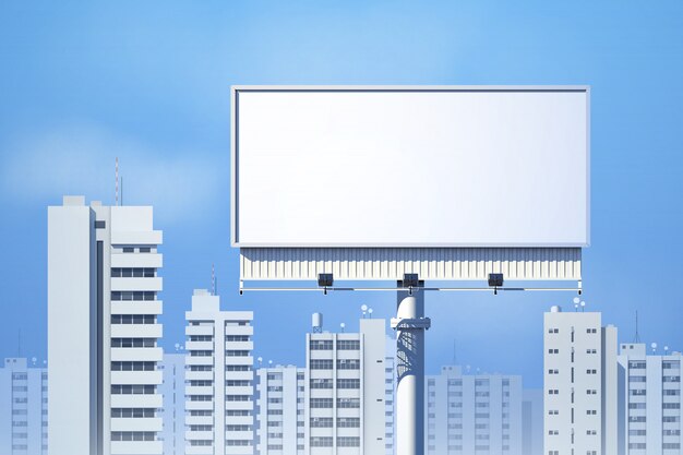 Panneau d&#39;affichage 3d réaliste en plein air sur fond d&#39;horizon de la ville