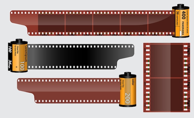 Panneau de battant de cinéma réaliste isolé ou type de cinéma de bande de film 35mm