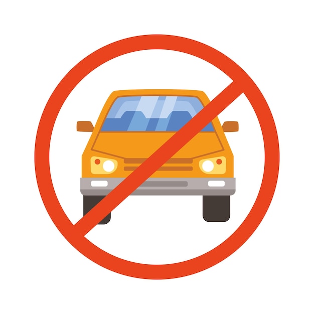 Vecteur gratuit panneau d'interdiction de la journée sans voiture