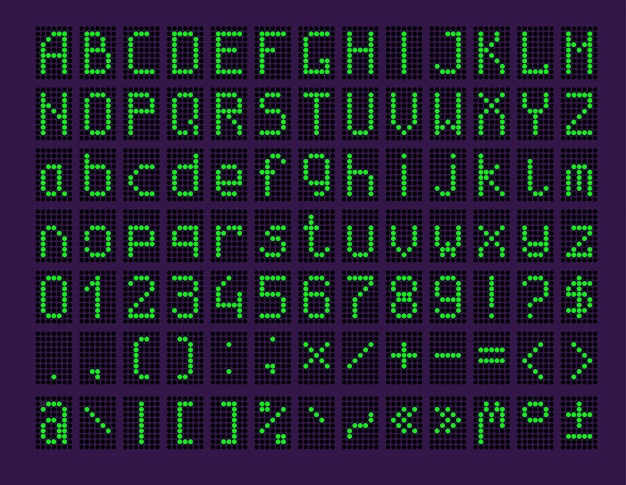 Vecteur gratuit panneau led avec alphabet et chiffres