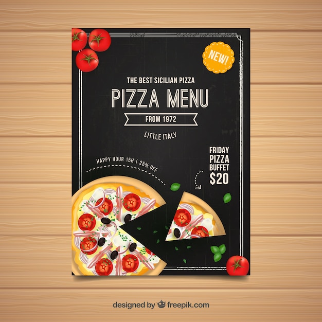 Vecteur gratuit panneau de menu pizza