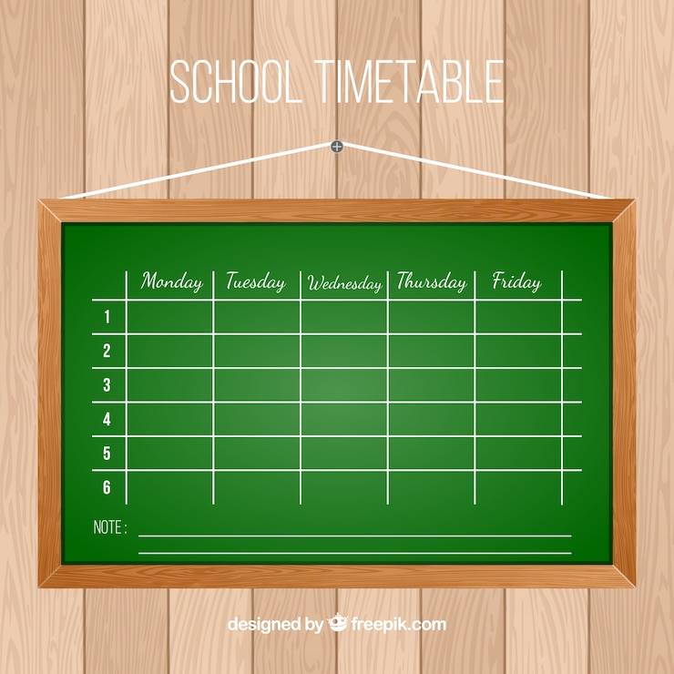 Vecteur gratuit panneau plat avec horaires scolaires