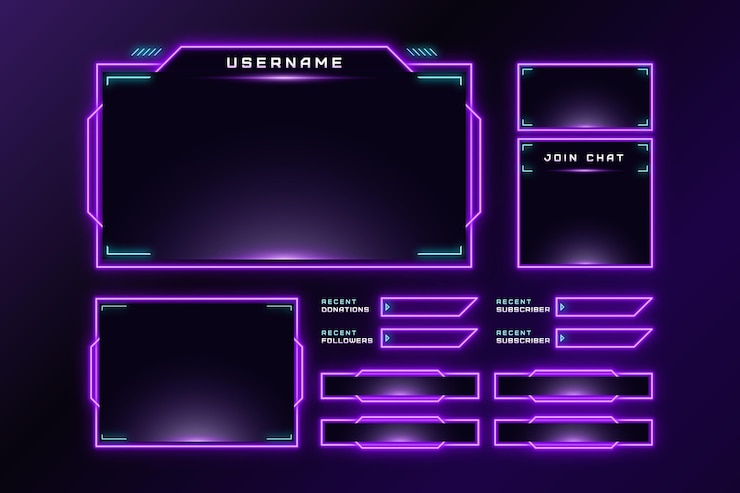 Vecteur gratuit panneaux de flux twitch