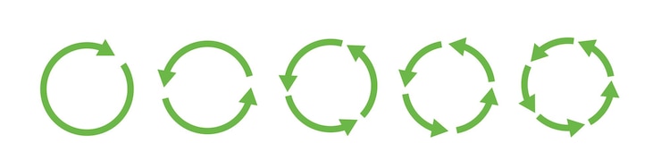Vecteur gratuit les panneaux de recyclage verts sont constitués de flèches circulaires.