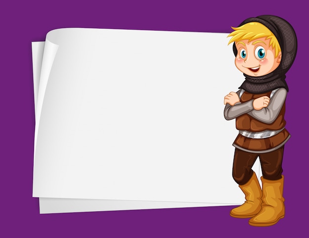 Vecteur gratuit papier avec chasseur de contes de fées