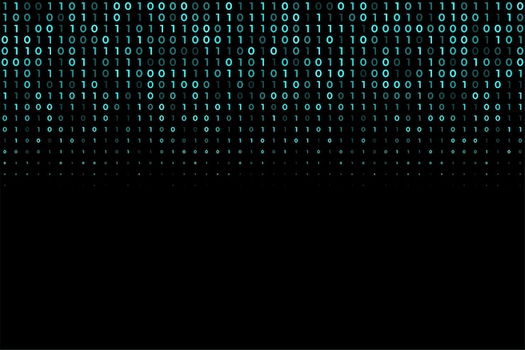 Vecteur gratuit papier peint à code binaire technologique matrix numérique avec conception de nombres à chute