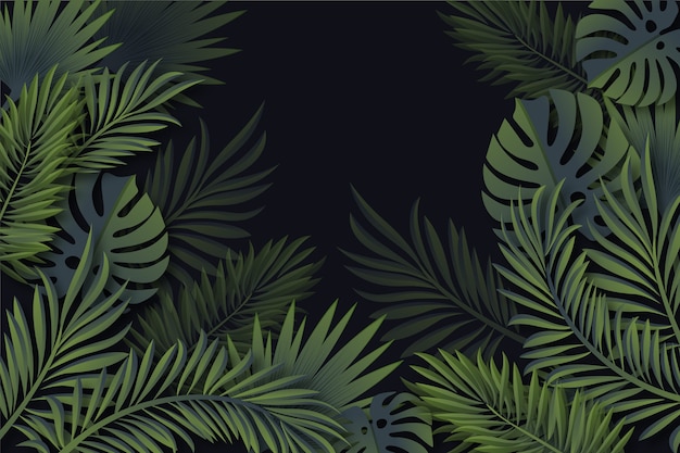 Vecteur gratuit papier peint feuilles tropicales réalistes