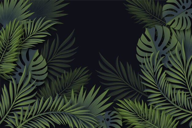 Papier peint feuilles tropicales réalistes