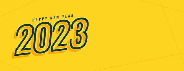 Vecteur gratuit papier peint jaune minimal du nouvel an 2023 dans le style de ligne