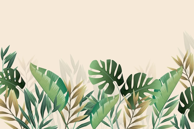 Papier peint mural tropical Monstera et feuilles de palmier