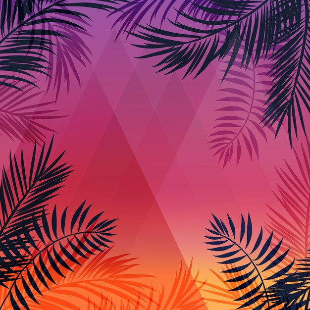 Papier peint silhouettes de palmiers colorés