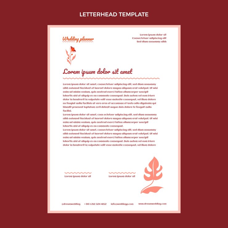 Vecteur gratuit papier à en-tête de planificateur de mariage plat dessiné à la main