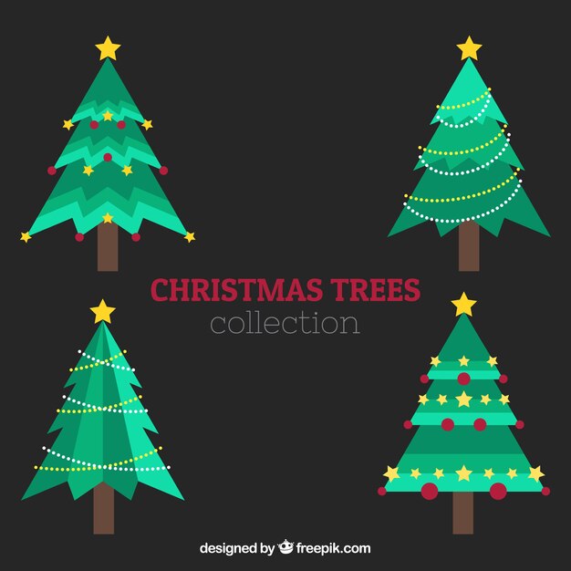 Paquet d&#39;arbres de Noël en design plat