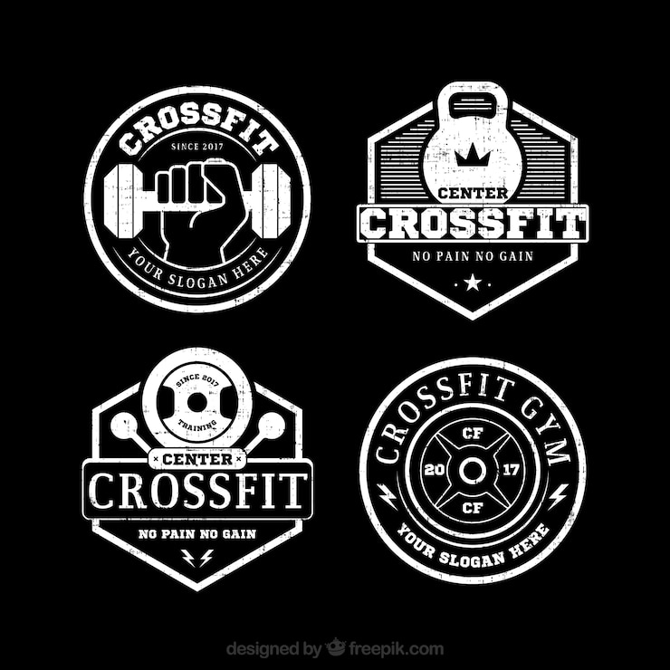 Vecteur gratuit paquet d&#39;autocollants vintage crossfit