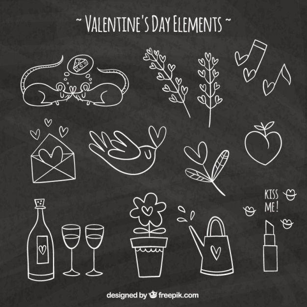 Vecteur gratuit paquet de belles esquisses de valentine