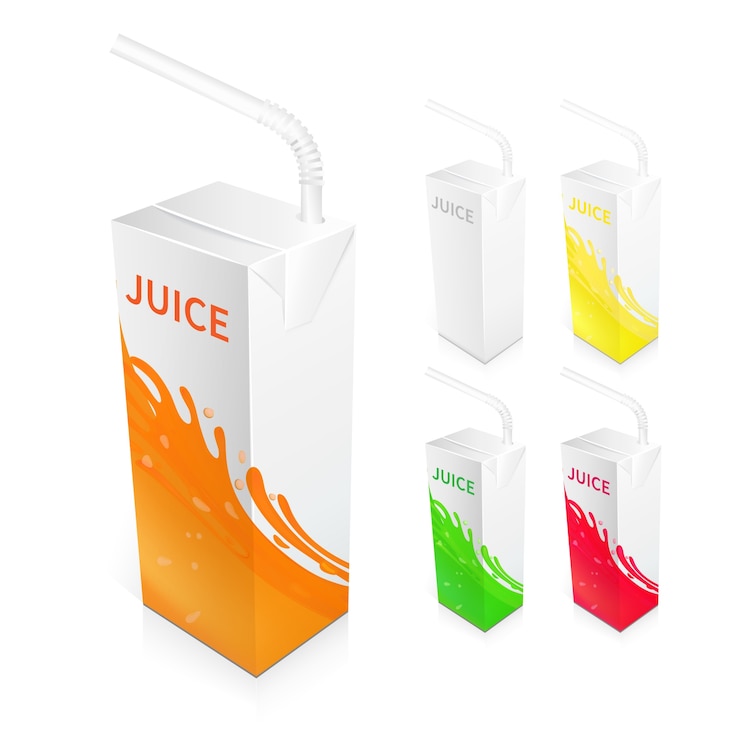 Vecteur gratuit paquet de boîte de jus