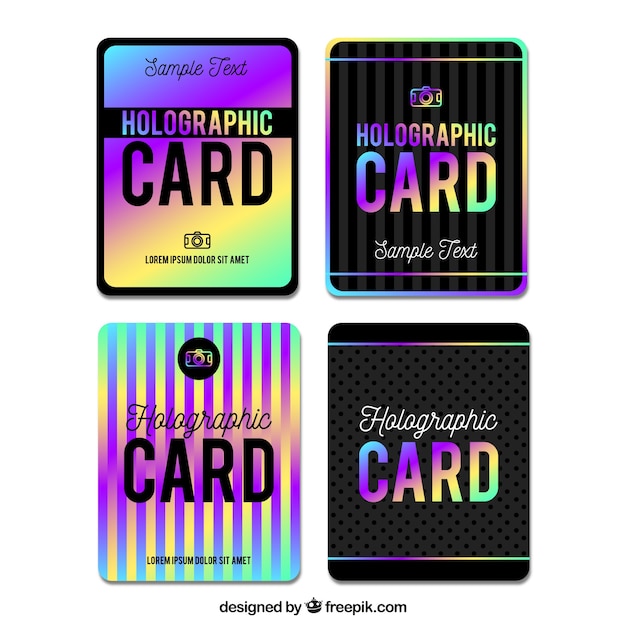 Vecteur gratuit paquet de cartes holographiques