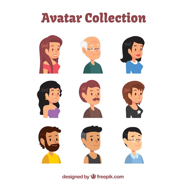 Vecteur gratuit paquet classique d'avatars smiley