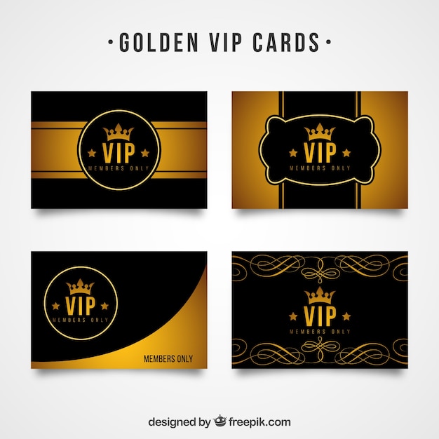 Vecteur gratuit paquet classique de cartes vip dorées