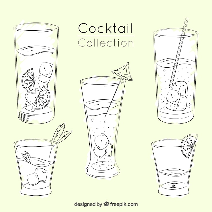 Vecteur gratuit paquet de cocktails à la main