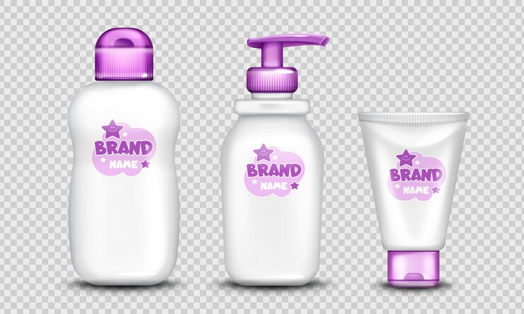 Vecteur gratuit paquet de cosmétiques pour bébé ensemble de conception mignon réaliste