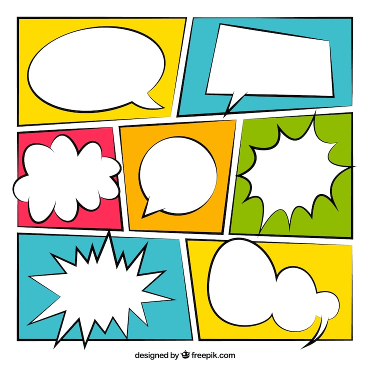 Vecteur gratuit paquet de couleur vignette dessinée avec des ballons de dialogue
