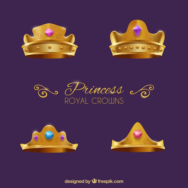 Paquet de couronnes d&#39;or aux pierres précieuses