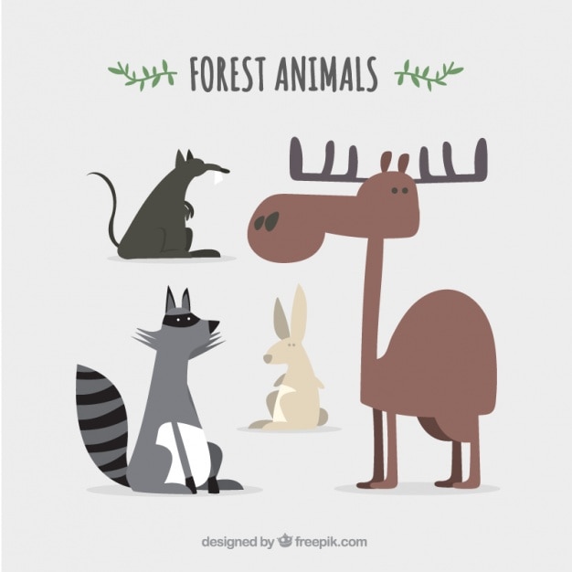 Vecteur gratuit paquet de drôles d'animaux forestiers