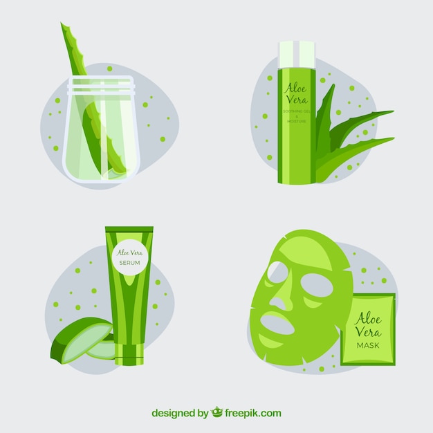 Paquet d&#39;éléments avec l&#39;aloe vera