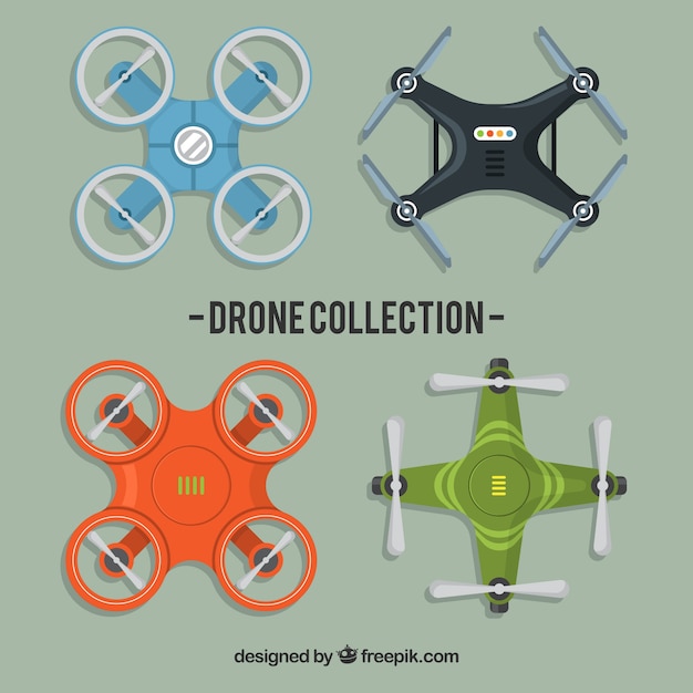 Vecteur gratuit paquet de livraison avec des drones modernes