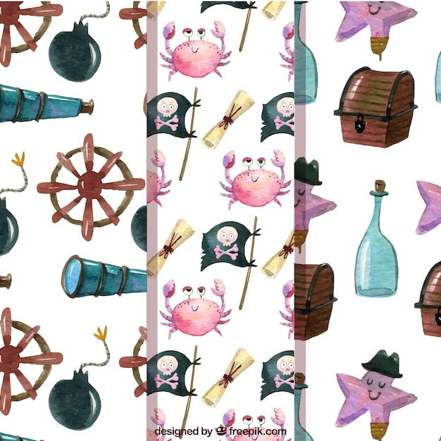 Paquet De Motifs D'éléments De Pirates Aquatiques