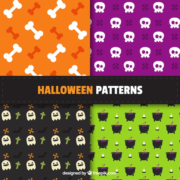 Vecteur gratuit paquet de motifs de halloween