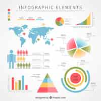 Vecteur gratuit paquet plat avec de grands éléments infographiques