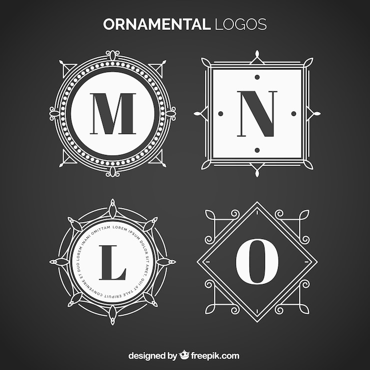 Vecteur gratuit paquet de quatre logos ornementaux