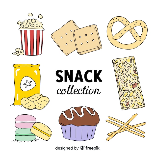 Vecteur gratuit paquet de snacks savoureux