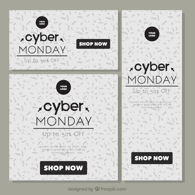 Vecteur gratuit paquet de trois cyber monday brochures avec différentes tailles