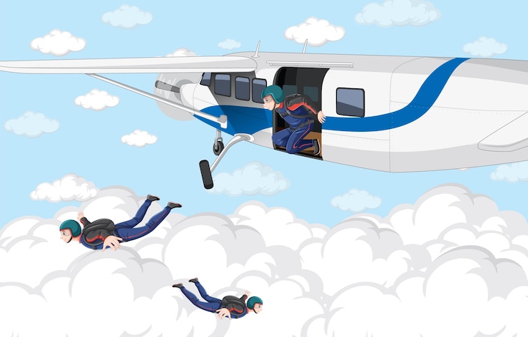 Vecteur gratuit parachutiste sautant de l'avion
