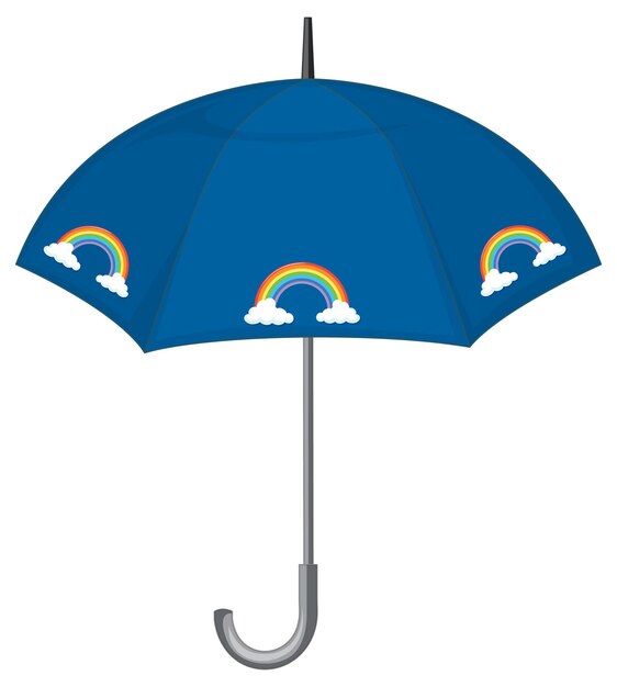 Parapluie bleu à motif arc-en-ciel