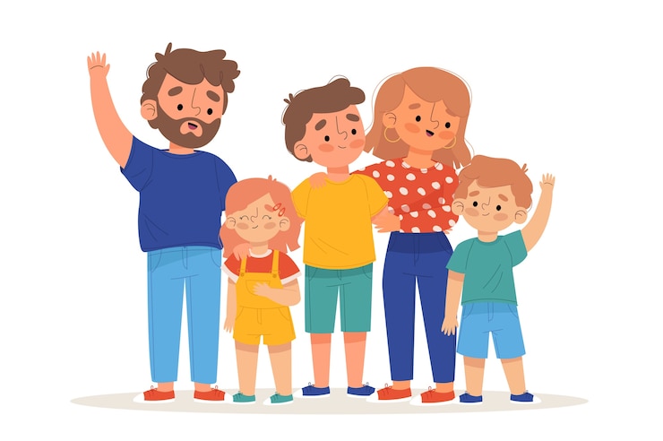 Vecteur gratuit parents illustrés tenant leurs enfants